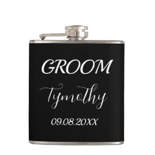 Groom Black Elegant Simple Gifts Wedding Flask