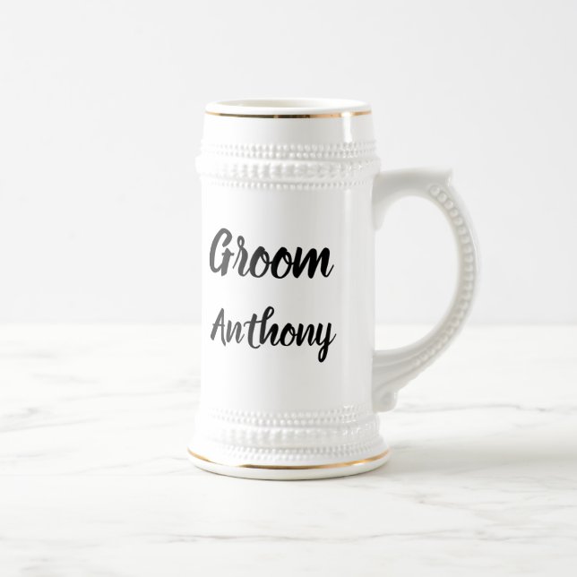 Groom Black Elegant Stylish Gifts Wedding Beer Ste Beer Stein (Right)