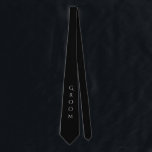Groom Black Modern Typography For Him Neck Tie<br><div class="desc">Chic groom black tie with white typography.  Let everyone know that you’re the lucky guy.  I think this would look great on that handsome groom.  So stylish.</div>