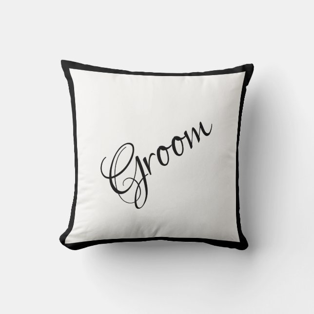 Groom Black Script Elegant Wedding Keepsake Throw Pillow (Front)