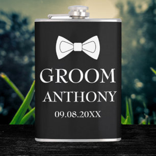 Groom Black Stylish Elegant Modern Gifts Wedding Flask