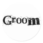 Groom Black Text Classic Round Sticker