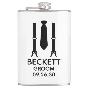 Groom Black Tie Flask