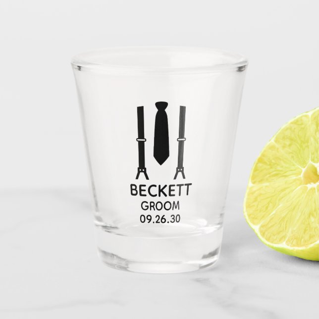 Groom Black Tie Shot Glass (Front)