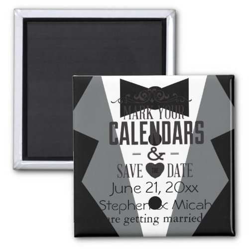 Groom Black Tie Tuxedo Save the Date Magnet