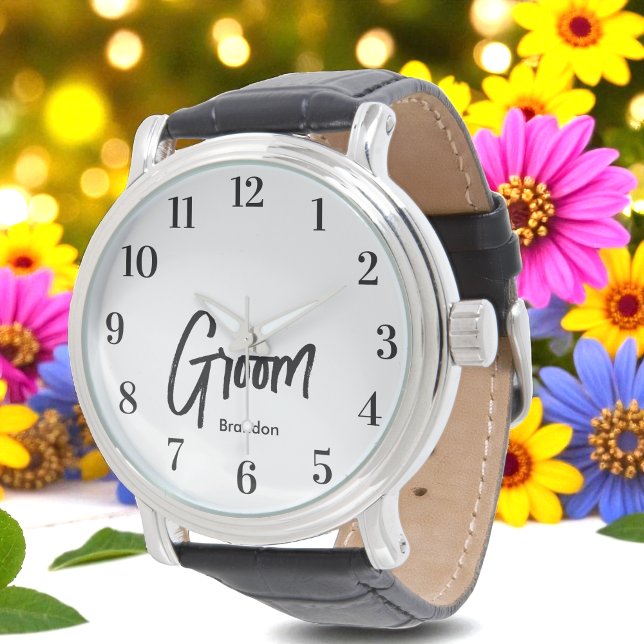 Groom Black White Script Wedding  Watch (Creator Uploaded)