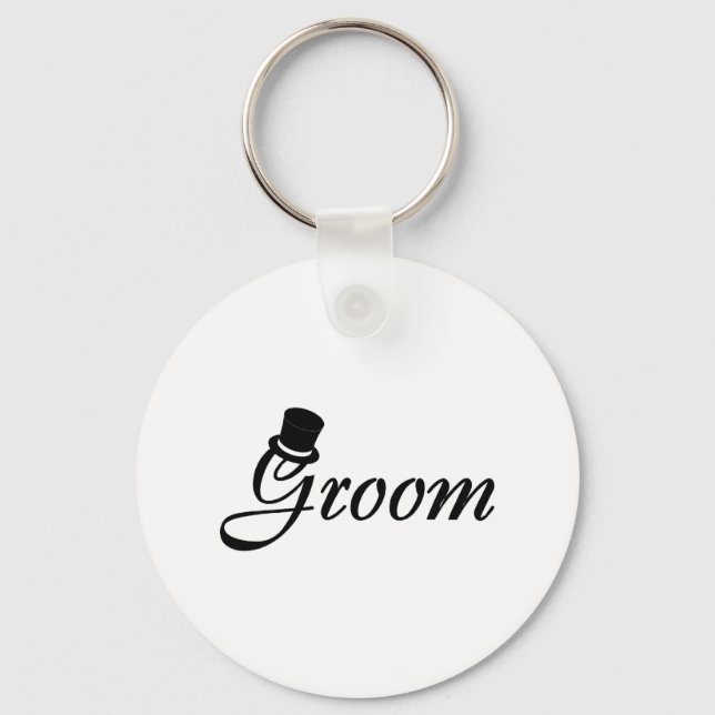 Groom (Blk Top Hat) Keychain (Front)