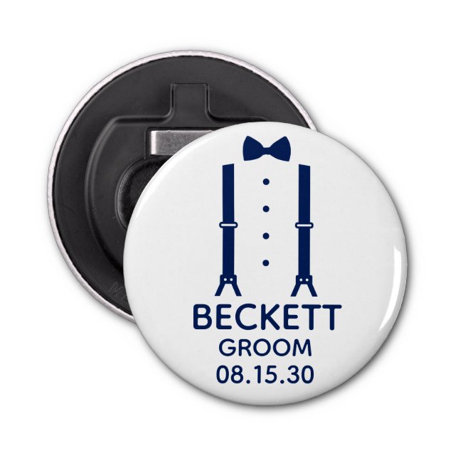 Groom Blue Bow Tie Bottle Opener (Front)