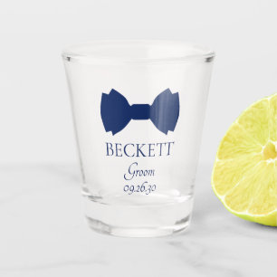 Groom Blue Bow Tie  Shot Glass