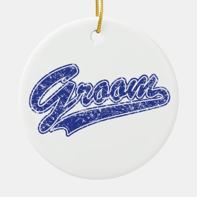 Groom Blue Ceramic Ornament (Front)