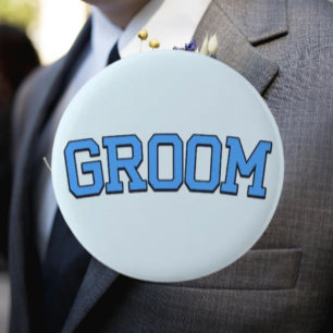 GROOM – Blue College Font Wedding & Bachelor Party Button