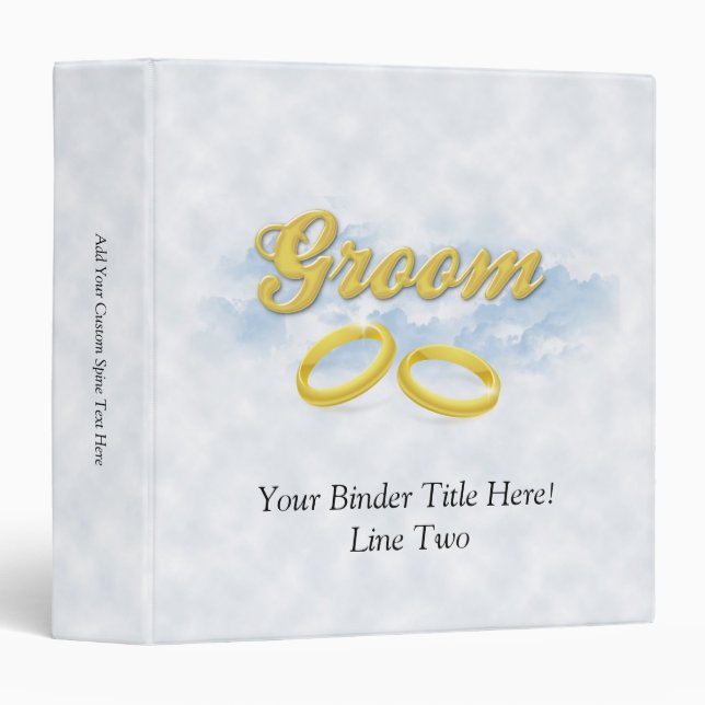 Groom, Blue Sky and Clouds 3 Ring Binder (Front/Spine)