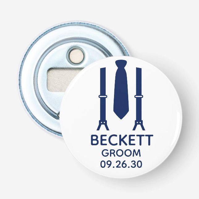 Groom Blue Tie Bottle Opener (Front)