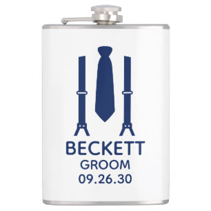 Groom Blue Tie Flask