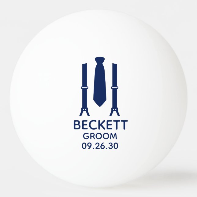 Groom Blue Tie Ping Pong Ball (Front)