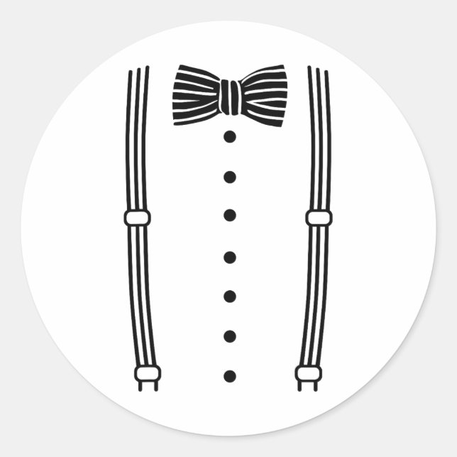 Groom Bow Tie And Suspender  Classic Round Sticker (Front)