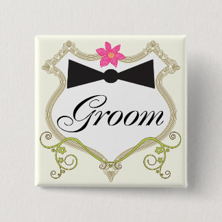 Groom Bow Tie Wedding Badges Pinback Button