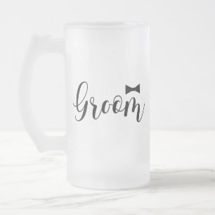 Groom-Bowtie Wedding,-Bachelor-party Frosted Glass Beer Mug