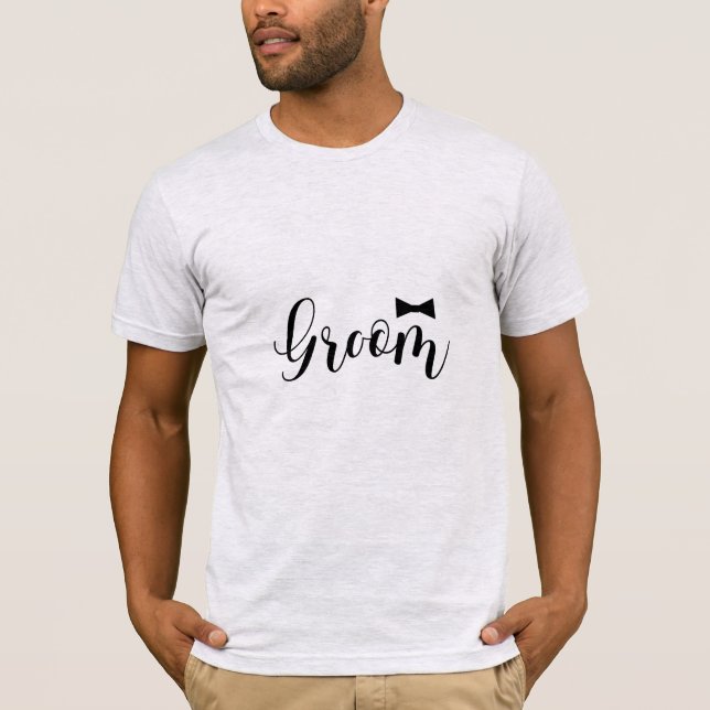 Groom Bowtie Wedding Bachelor T-Shirt (Front)