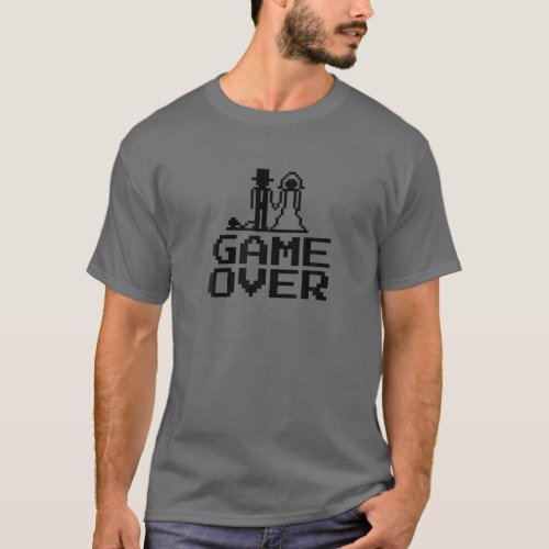 Groom Bride Bachelor Parter Game Over Nerd Gamer M T_Shirt