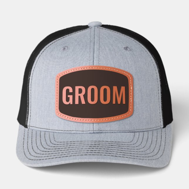 Groom/Bride Block Stamp Richardson 112 Leather Patch Hat (Front)