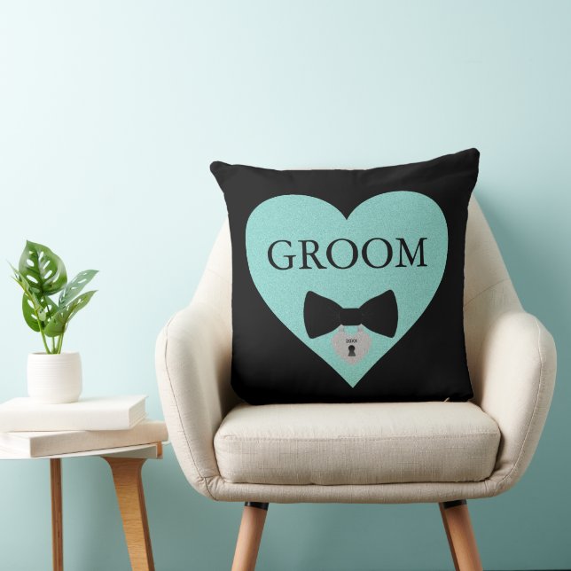 GROOM & BRIDE Celebrate Bridal Shower Party Throw Pillow (Chair)
