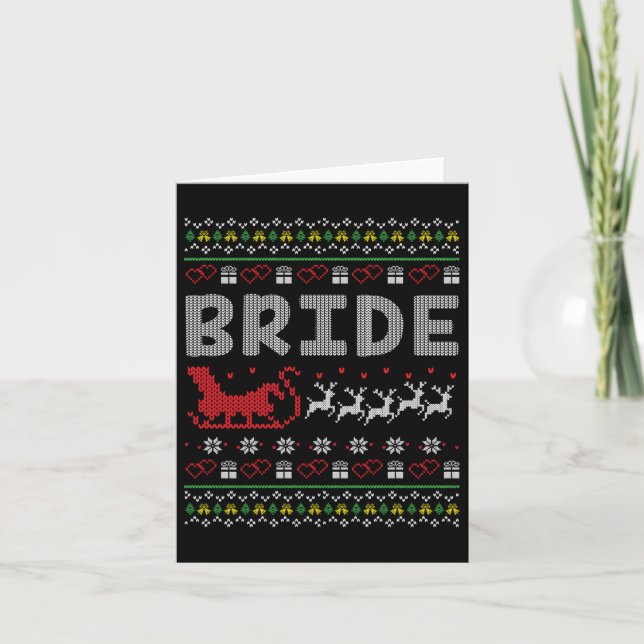 Groom Bride Christmas Xmas Ugly Matching Couple Gi Card (Front)