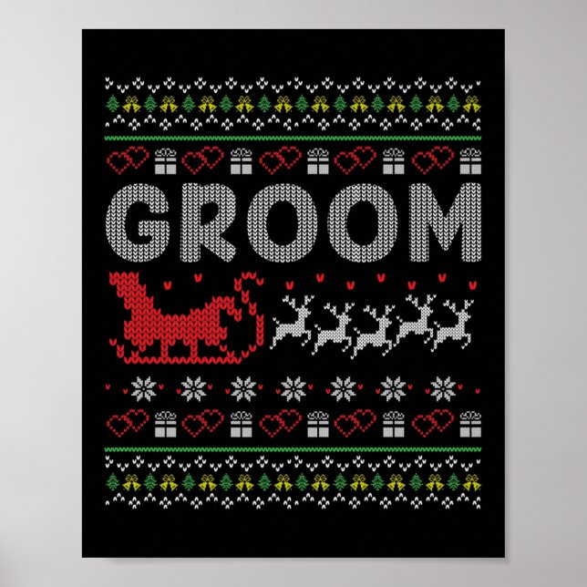 Groom Bride Christmas Xmas Ugly Matching Couple Gi Poster (Front)