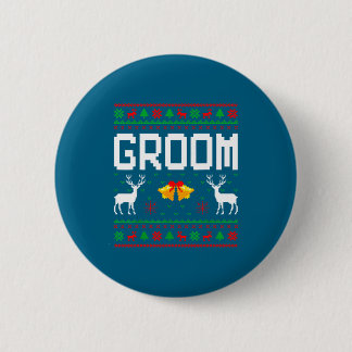 Groom bride married couple ugly christmas sweater button