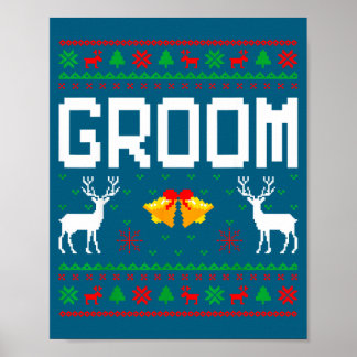 Groom bride married couple ugly christmas sweater poster
