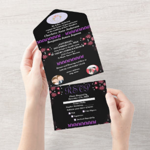 Groom & Bride Photos Text Customized Wedding All In One Invitation