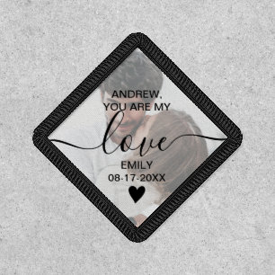 Groom Bride script wedding day photo Patch