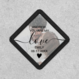 Groom Bride script wedding day photo Patch