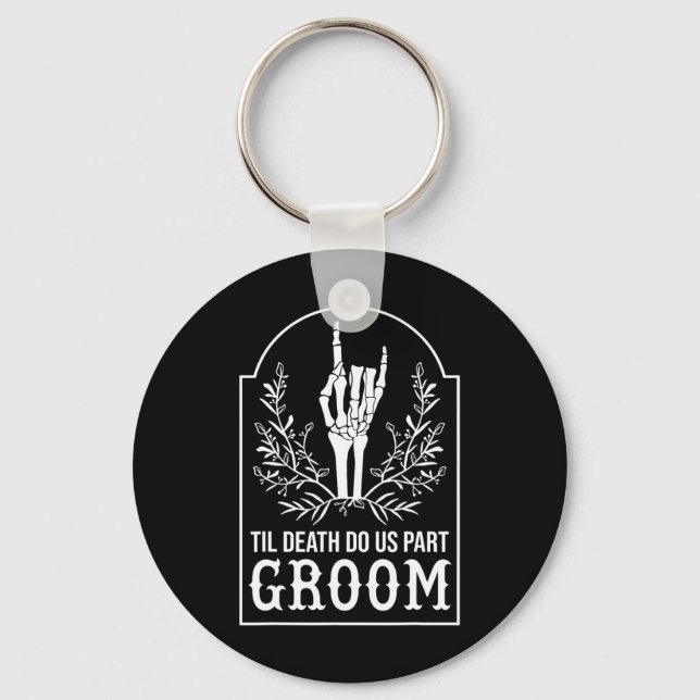 Groom Bride Skeleton Hand Couples Matching Wedding Keychain (Front)