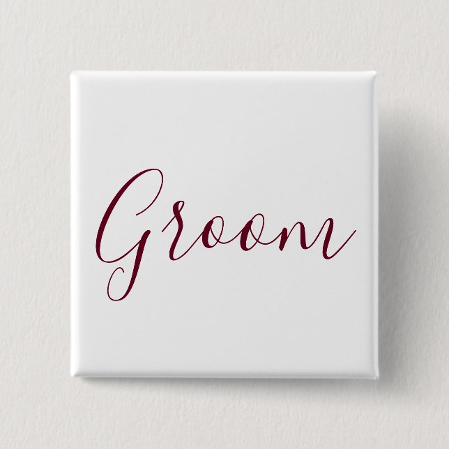 Groom Burgundy Font Button (Front)