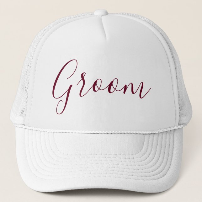 Groom Calligraphy Trucker Hat (Front)