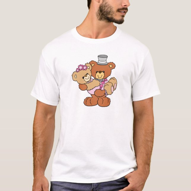 groom carrying bride cute wedding bears T-Shirt (Front)