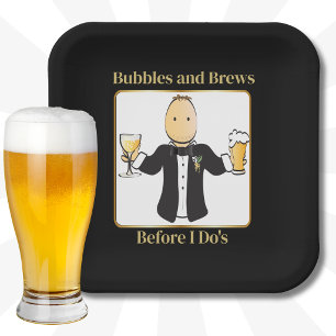 Groom Cartoon Funny Saying Beer Bachelor Party Paper Plates