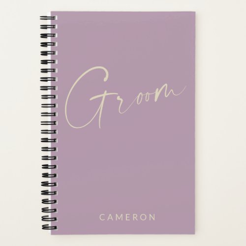 Groom  Chic Minimalist Lilac Personalized Notebook