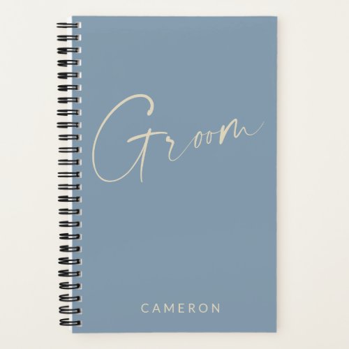 Groom  Chic Minimalist Personalized Dusty Blue Notebook