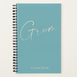 Groom | Chic Minimalist Personalized Teal Blue Notebook