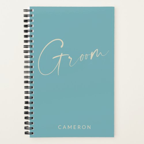 Groom  Chic Minimalist Personalized Teal Blue Notebook