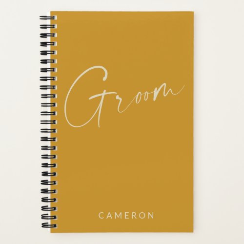 Groom  Chic Minimalist Yellow Personalized Notebook