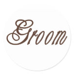Groom Classy Browns Classic Round Sticker