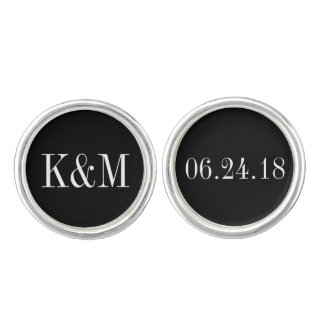 Groom Cufflinks | Wedding Initials and Date