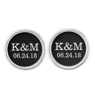 Groom Cufflinks | Wedding Initials and Date