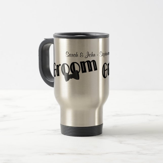 Groom Cute Personalized Wedding  Travel Mug (Front Left)
