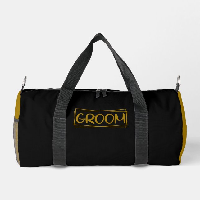 GROOM Dark Gold Black Duffle Bag (Back)