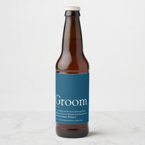 Groom Definition Stag Bachelor Party Wedding Beer Bottle Label