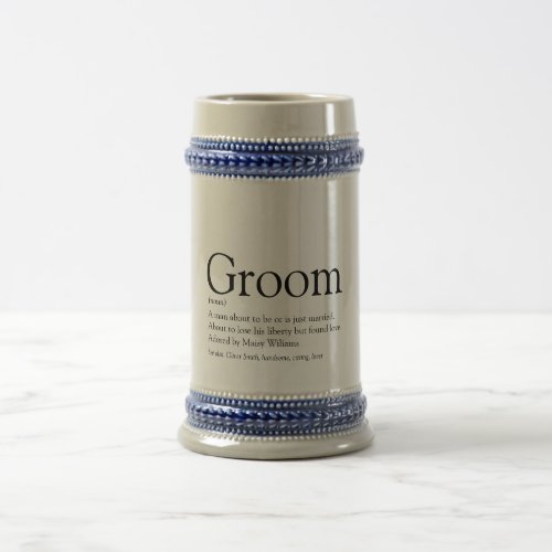 Groom Definition Stag Bachelor Party Wedding Beer Stein